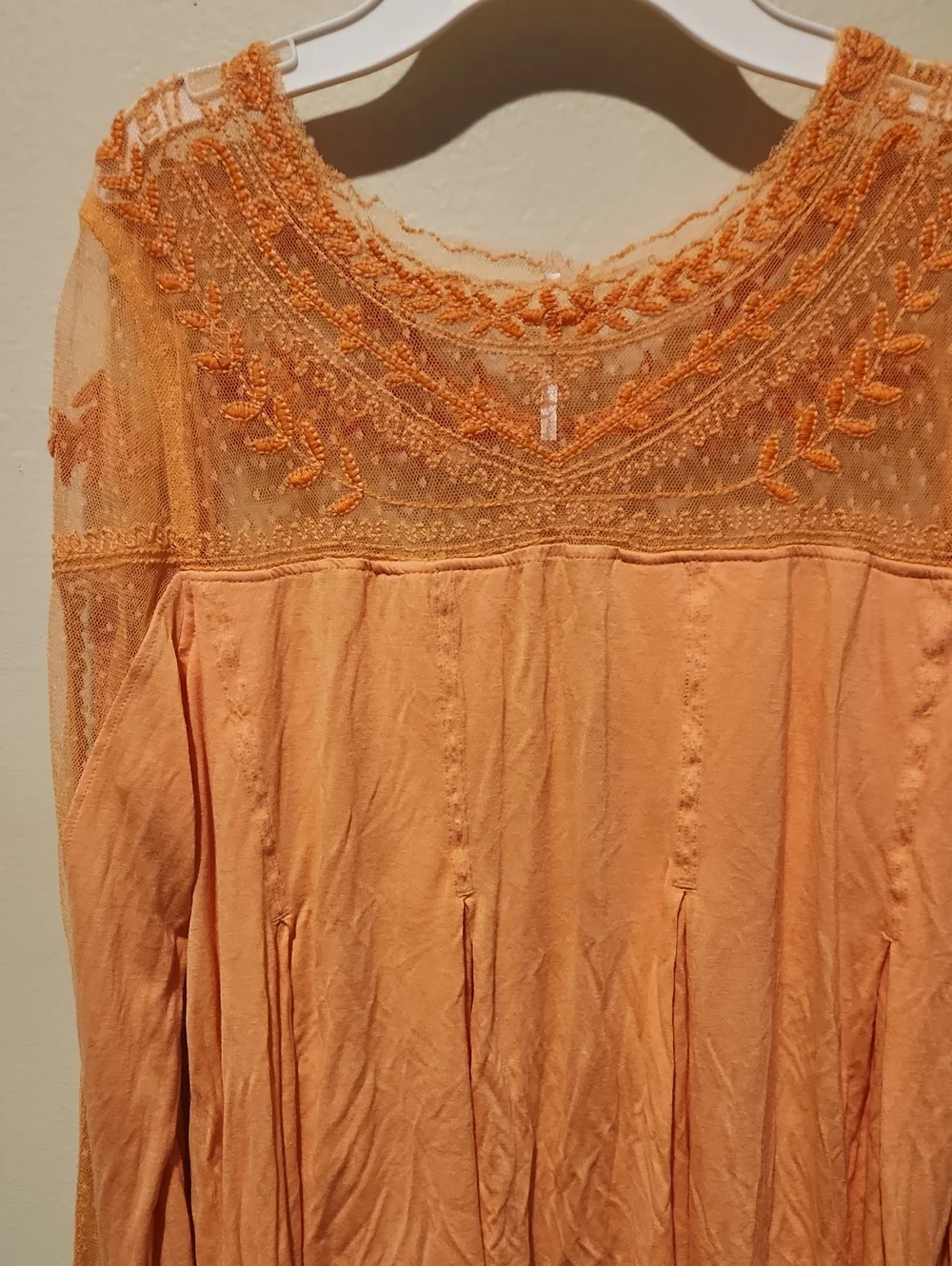 ❤️ FREE PEOPLE JOJO EMBROIDERED LACE MIXED MEDIA BOHO TOP, SMALL